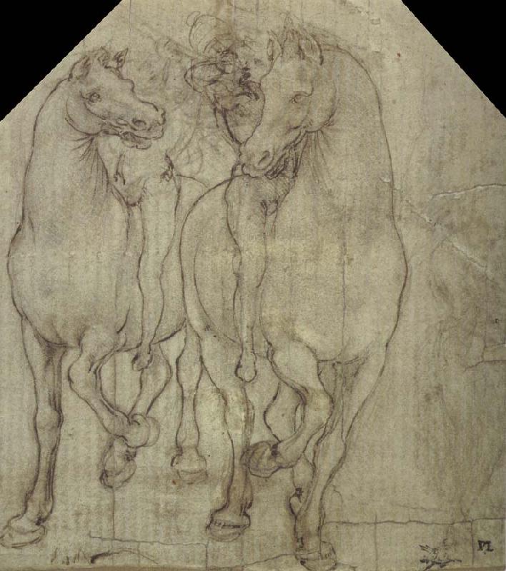 Leonardo  Da Vinci Horses with horsemen France oil painting art
